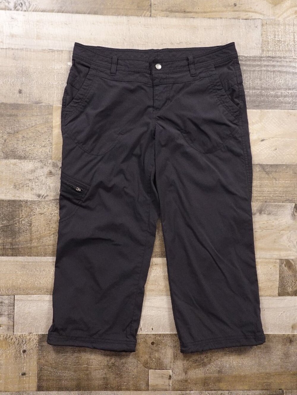 Eddie Bauer Travex Capri Pants Women's 6 Black Stretch Hiking Travel Outdoor